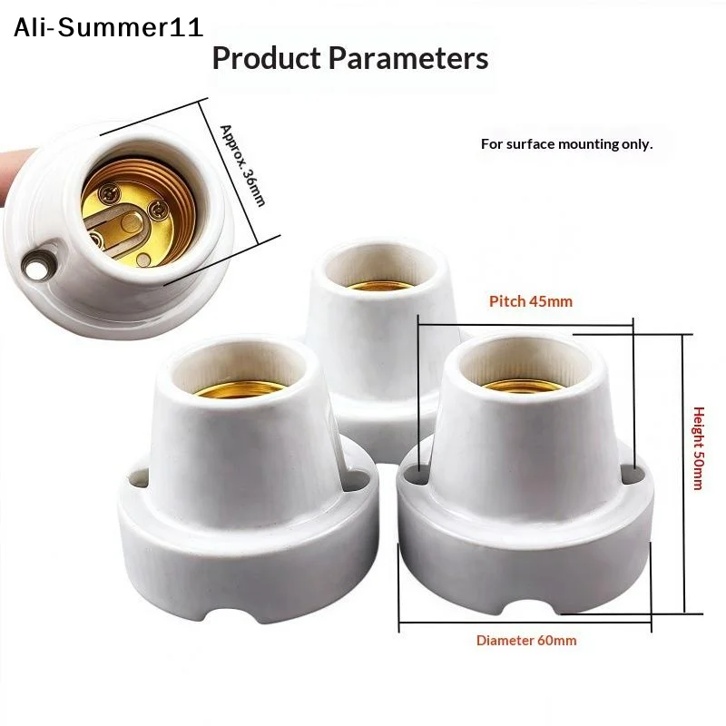 【Y0a】1Pc 2026 New E27 Socket Large Screw Ceramic Lamp Holder High temperature resistant copper core High quality Light Base