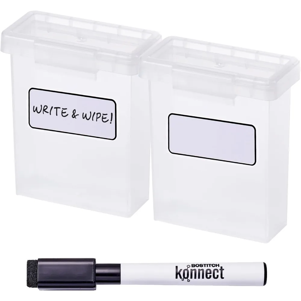 

Organizing boxes with lids, transparent plastic boxes, stackable and nestable, small size, 2-pack