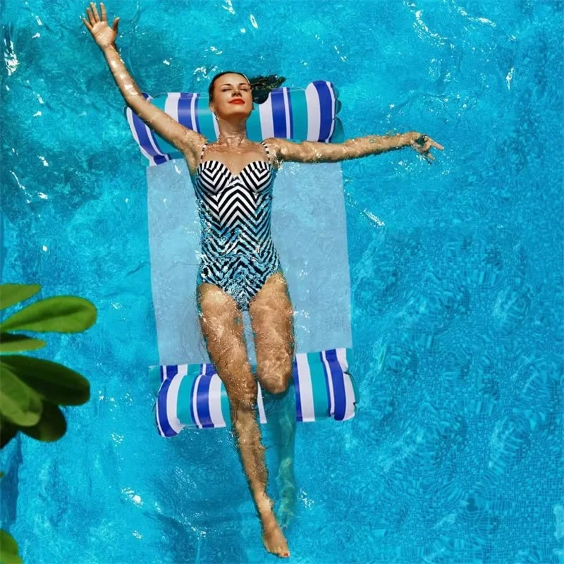 Schwimmendes Wasserspielzeug Faltbare Hängematte Sommer Outdoor Pool Strand Aufblasbare Matratze Lounge-Stuhl Wasser-Schwimmmatte Schwimmzubehör