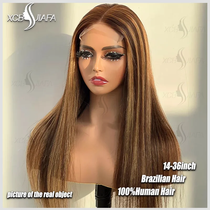 

200% High Density Highlight Straight Human Hair Wig 13x6 HD Lace Wigs Human Hair Lace Frontal Wig Brazilian Hair Wigs For Woman