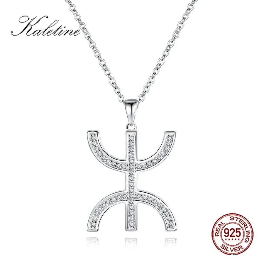 KALETINE New Luxury Crystal CZ AZA Pendant Necklace Free Man 925 Sterling Silver Chain Necklaces For Women Wedding Jewelry Gifts