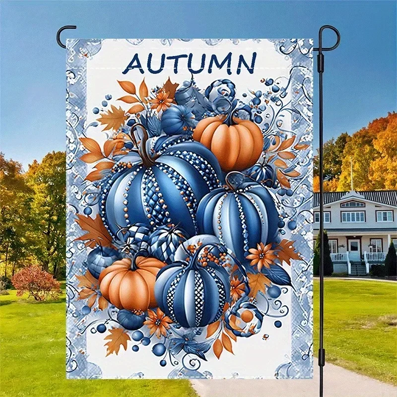 

Waterproof Autumn Pumpkin Garden Flag 12x18inch Double-Sided Durable Cotton Linen Perfect for Outdoor Home & Yard Decoration