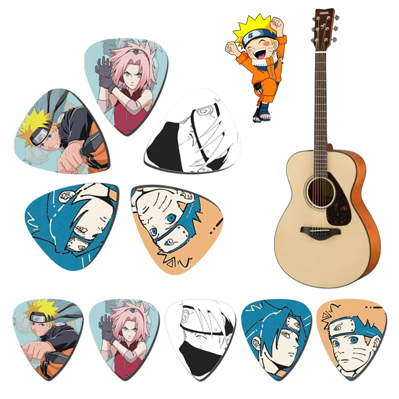 10 Stück Naruto-Gitarrenplektren, niedliche Anime-Akustikgitarre, Bass, Ukulele, Instrumentenzubehör, Zubehör für Musikliebhaber, Geschenke