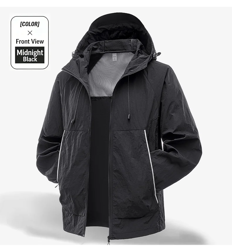 LNGXO Unisex Sun Protection Jackets Summer Waterproof Quick Dry Reflective Coat Camping Hiking Climbing Lightweight Windbreaker