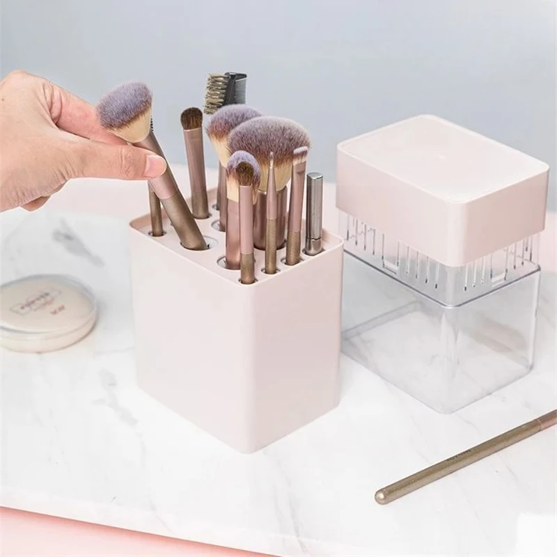 2-in-1 Make-up-Aufbewahrungsbox und Wäscheständer, tragbare Lidschatten-Pinselbox, multifunktionale Aufbewahrungs-Trockenständer für Make-up-Pinsel