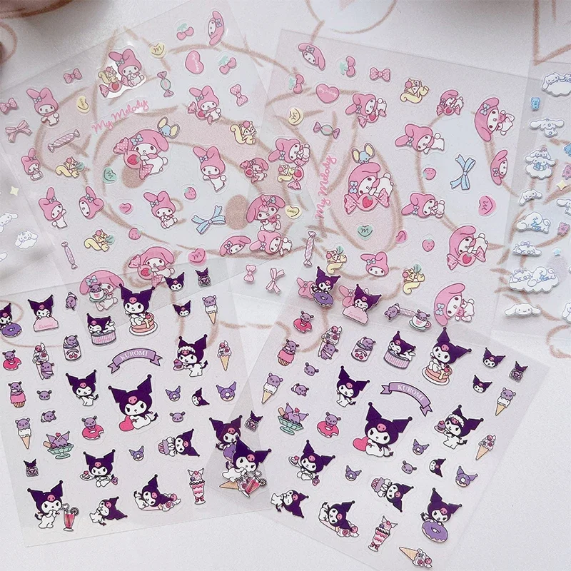 Sanrio Stickers Kuromi Anime Cartoon Kawaii Transparent Cute Creative Decoration Diy Hand Account Material Waterproof Sticker