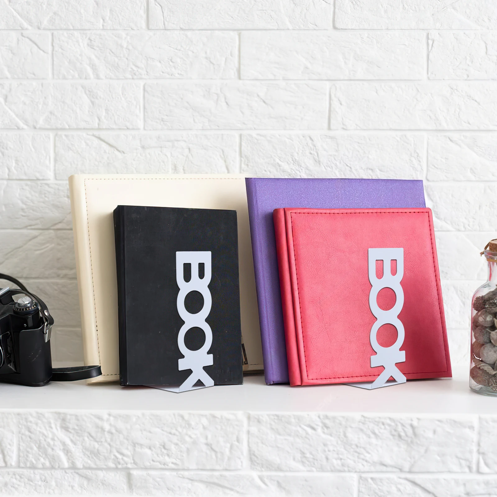 

4 Pcs Book Baffle Ends Stand Sturdy Holders for Shelves Heavy Duty Bookend Strip