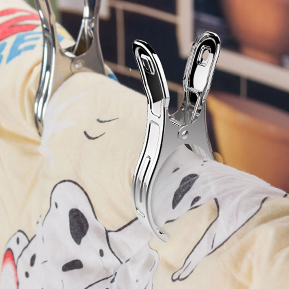 12 PCS Stainless Steel Clip Clothes Clips Non-magnetic Elastic Quilt Windproof Large