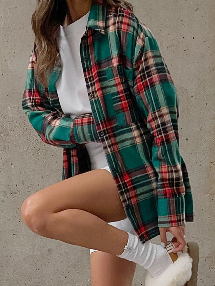 

Drop Shoulder Gingham Shirt Tops Women Spring Summer Fashion Street Style Oversize Plaid Blouses For Women Chic Causal Shirt