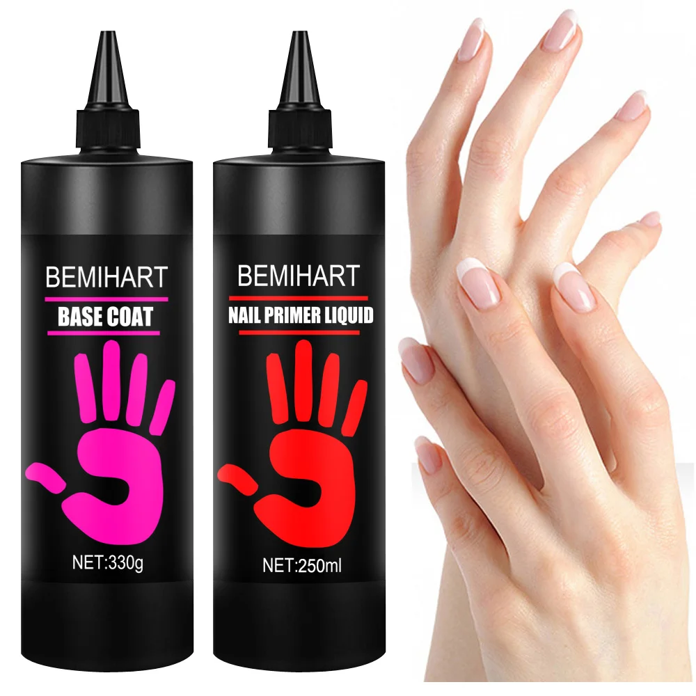 BEMIHART 250ML Acid Free Nail Primer Liquid Nail Polish Removable Base Gel Matte Tempered Luminus Top Coat Nail Remover Glue