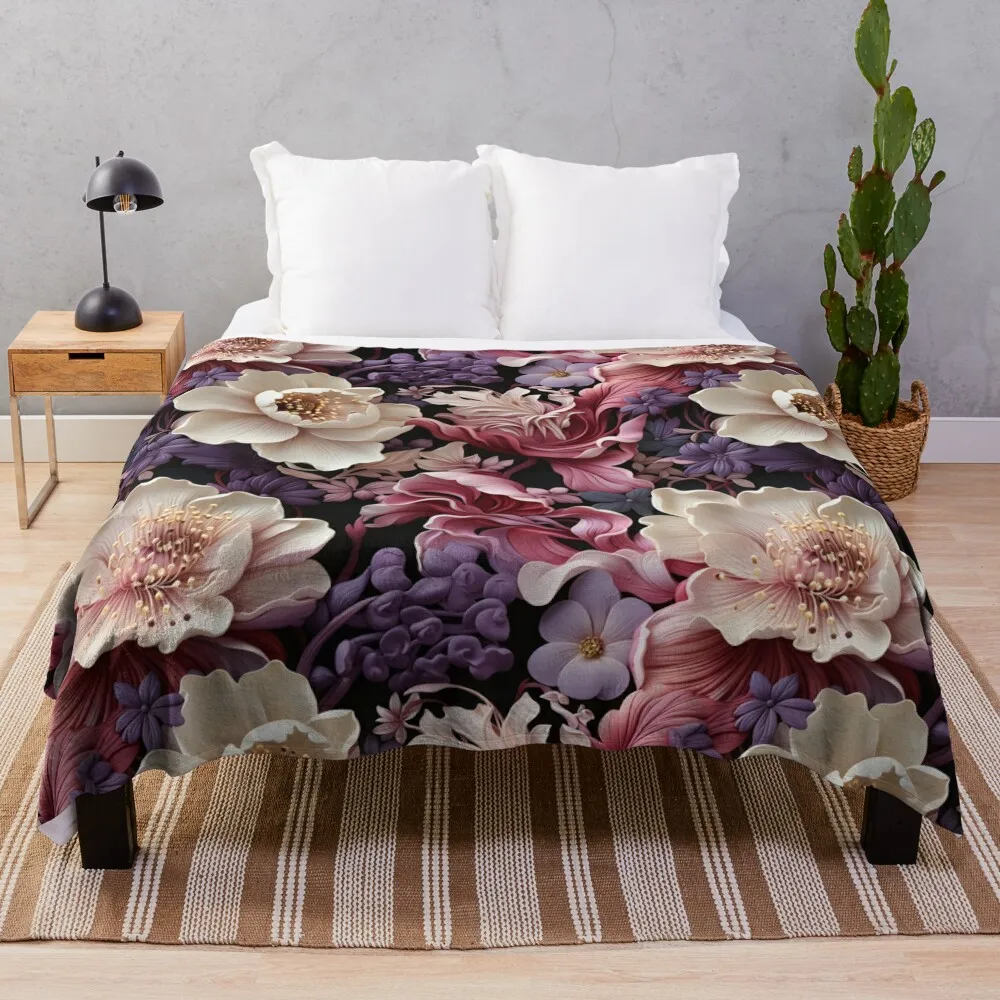 Blossom Harmony: Ethereal Floral Masterpieces Throw Blanket Weighted Thins Furrys Bed covers Blankets