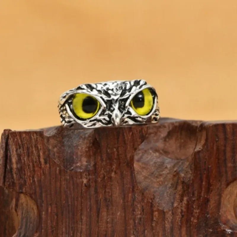 Charm Vintage Cute Men and Women Simple Design Owl Ring Silver Color Engagement Wedding Rings Jewelry Gifts