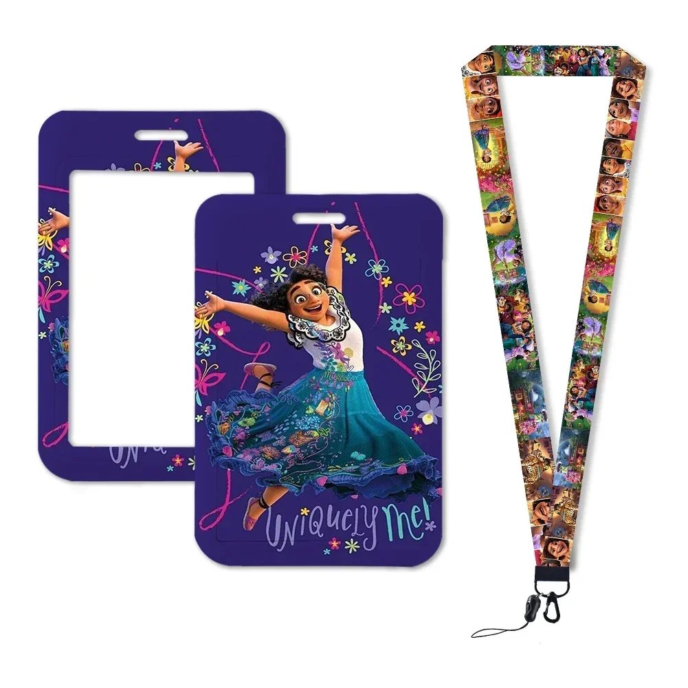 Disney Movie Encanto Mirabel ID Credit Card Cover Lanyards Keys Chain Pass Charm Neck Straps Friends Fashion Accessories Gifts