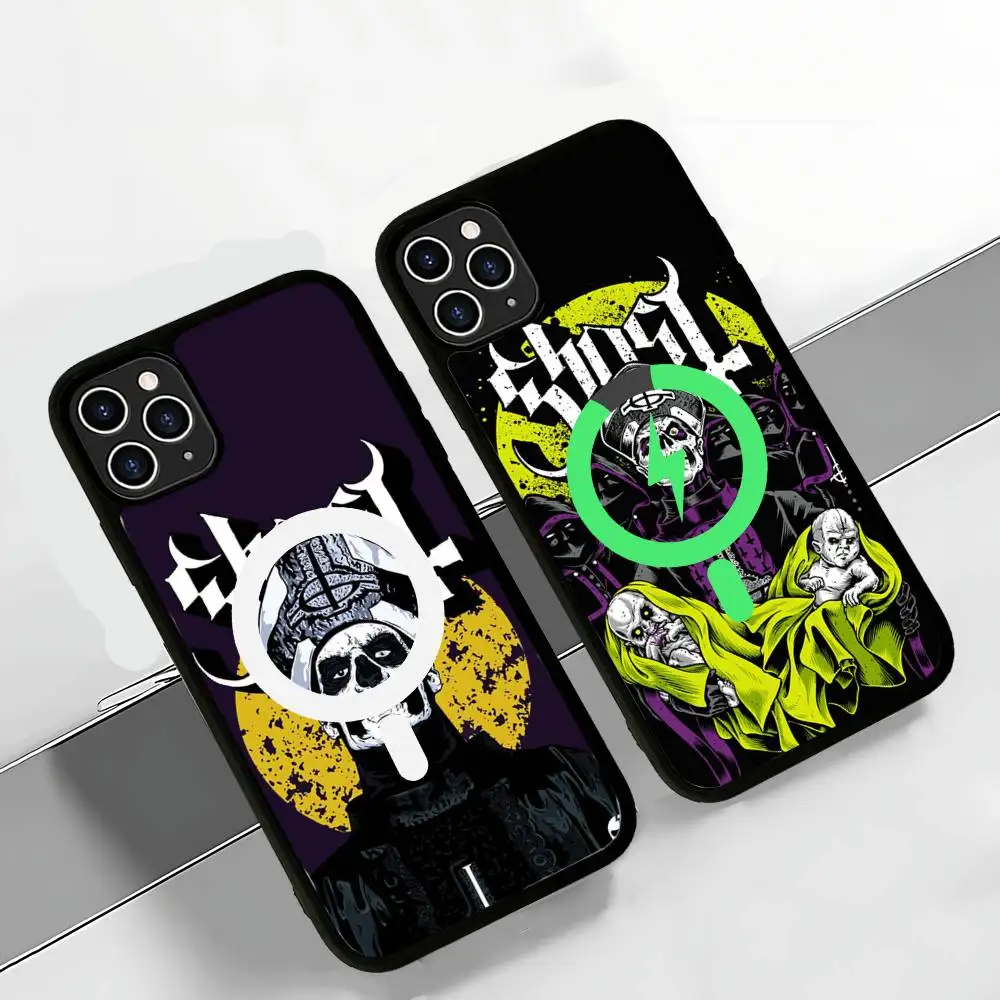 

Metal Band G-Ghost BC Phone Case For IPhone 16 15 14 13 12 11 17 Pro Max Plus Magnetic Wireless Cover