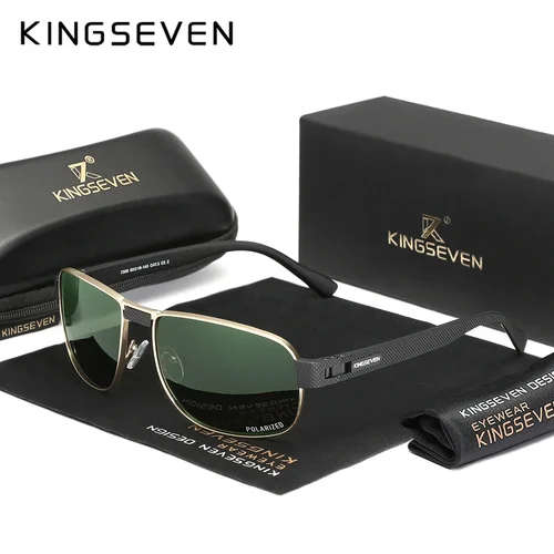 Imagen 1 del producto KINGSEVEN, gafas de sol polarizadas UV400 para hombre, gafas de protección clásicas rectangulares Retro Vintage a la moda, gafas para conducir al aire libre