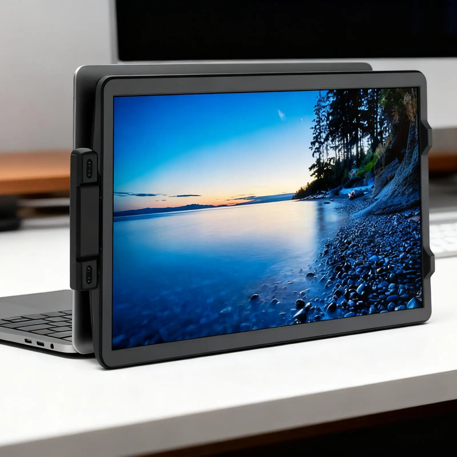 

Расширенный монитор для ноутбука, портативный 14,1-дюймовый экран, вращающийся монитор для ноутбука 1080P с 2 портами для путешествий, конференц-стола, дома