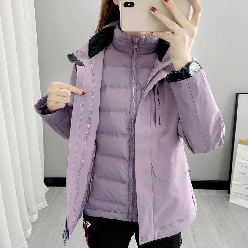 Winter Women Keep Warm Down Jackets Waterproof Windproof Snowboarding  and Snow Pants Skiing Costumes Overalls Female Down Coat