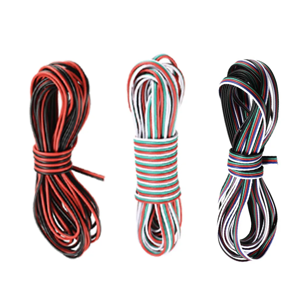 5m 10m 2/3/4/5Pin Led Strip Light Wire CabIe For WS2812B WS2811 SK6812 5050 2835 5730 EIectric Extension CabIe Wire