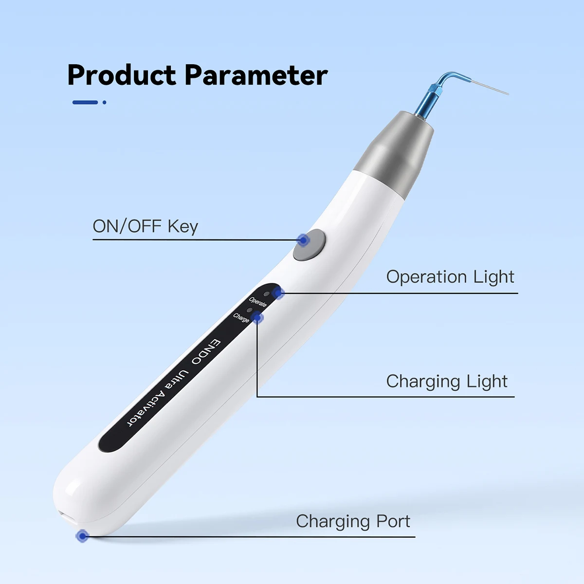 منشط إندو للأسنان مع أطراف ري ضوء LED لأداة طب الأسنان أداة ري قناة الجذر أدوات طب الأسنان اللبية AZDENT