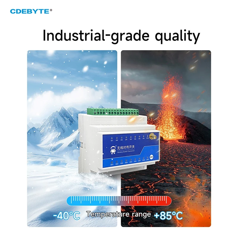 ناقل الحركة اللاسلكي عن بعد 433 ميجا هرتز التبديل 1/2/4/8-Way 5KM 10KM CDEBYTE E860-DTU سلسلة الصناعية الصف DC 8-28V