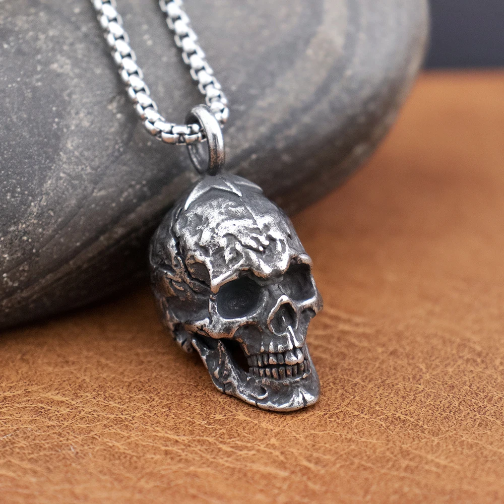 

Trendy Domineering Black Skull Pendant Stainless Steel Gothic Skeleton Necklace Amulet Popular Charm Male Jewelry Gift Wholesale