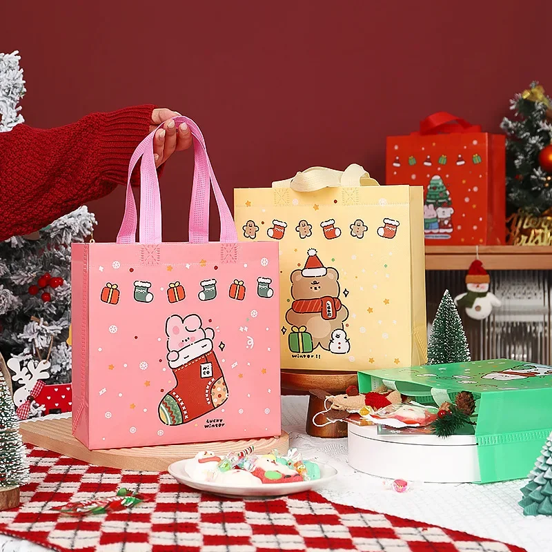 1Pcs Christmas Gift Bags Santa Snowman Elk Xmax Gift Packing Bag Non-Woven Christmas Packaging Christmas Decoration 2024 Navidad