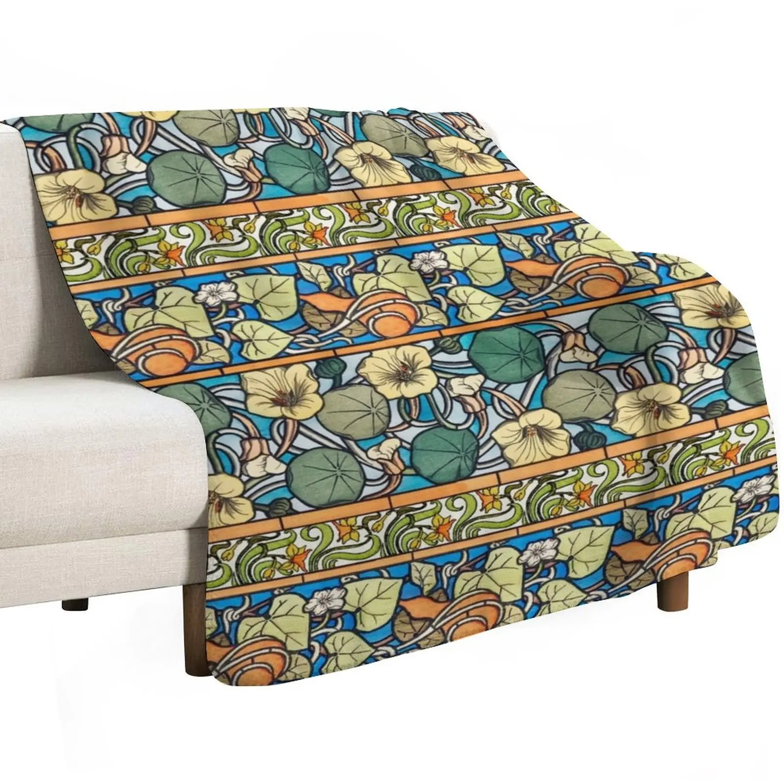 Art Deco Botanical Stripes by Maurice Pillard Verneuil Throw Blanket Softest Plaid Beach Heavy anime Blankets