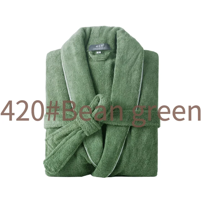 Men Luxury Long Towel Fleece Bathrobe Hooded Warm Flannel Bath Robe Men Cozy Robes Night Sleepwear Women Dressing Gown Winter