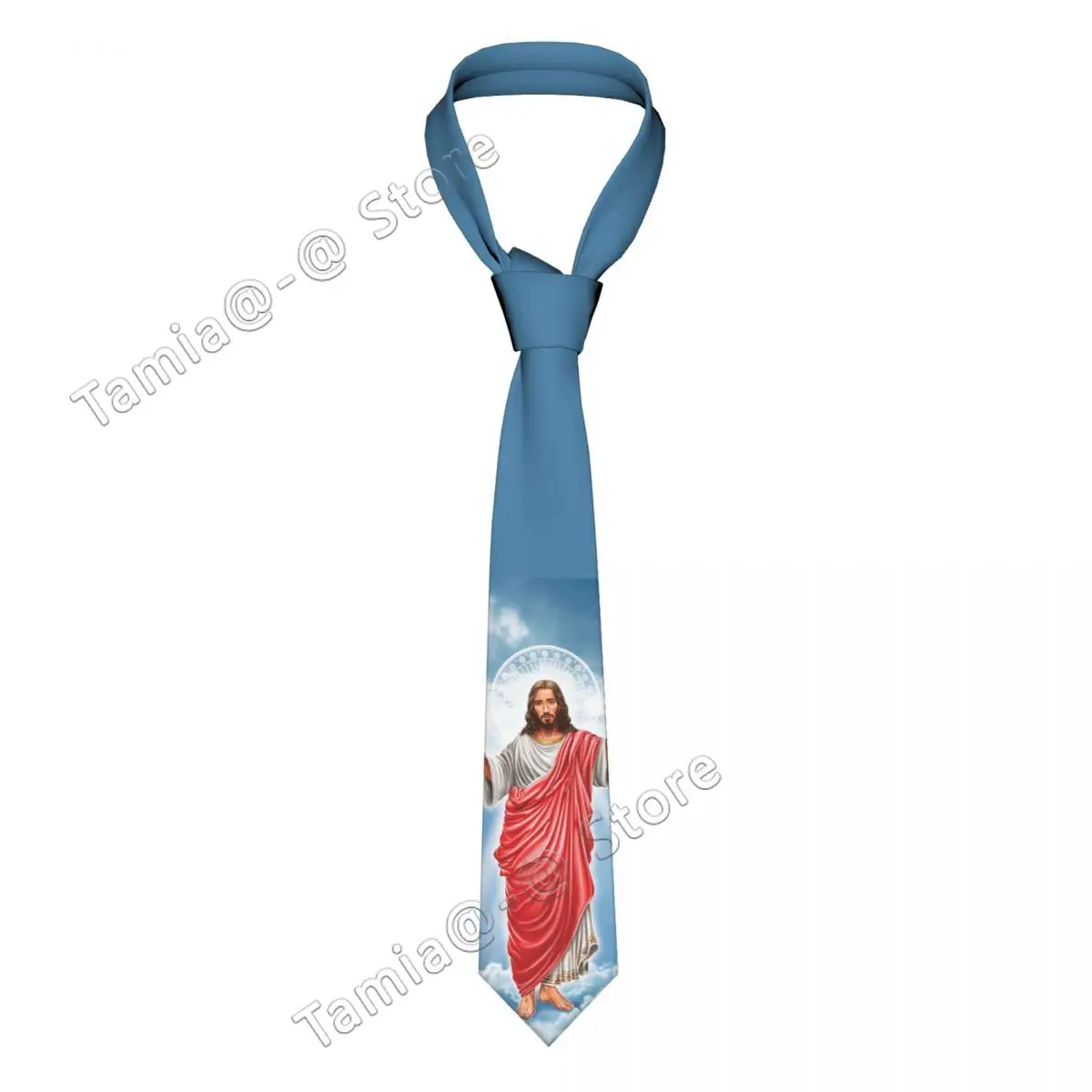 Christian Men Necktie Casual Polyester 8 cm Narrow God Bless Jesus Christ Neck Tie for Mens Accessories Gravatas Wedding Office