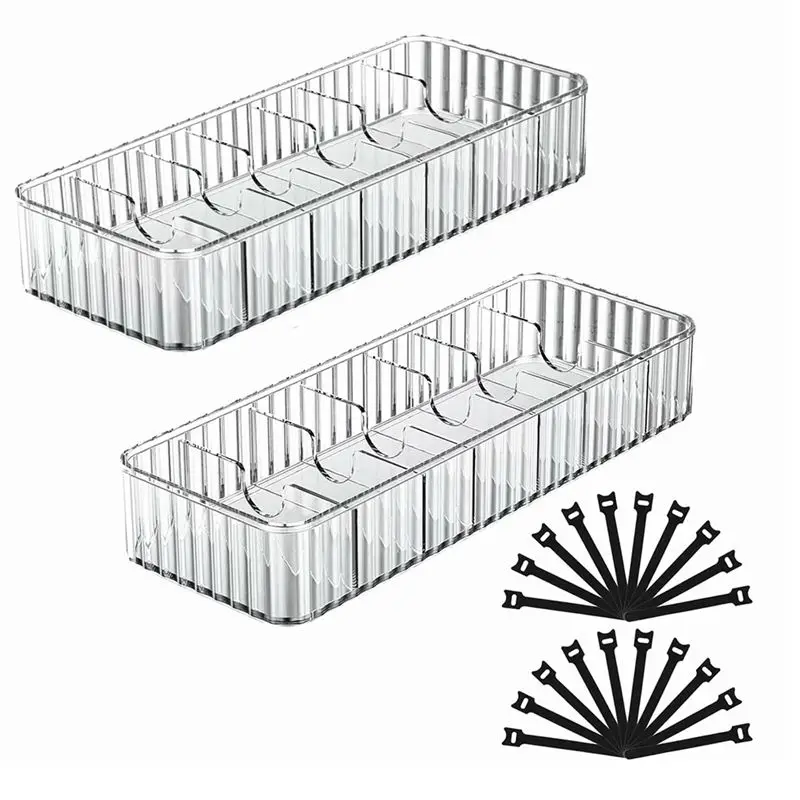 [N84R] Cable Storage Boxes Organizers 2 Pack,Cord Charger Storage Organizer Box Case with 20Pcs Cable Tie