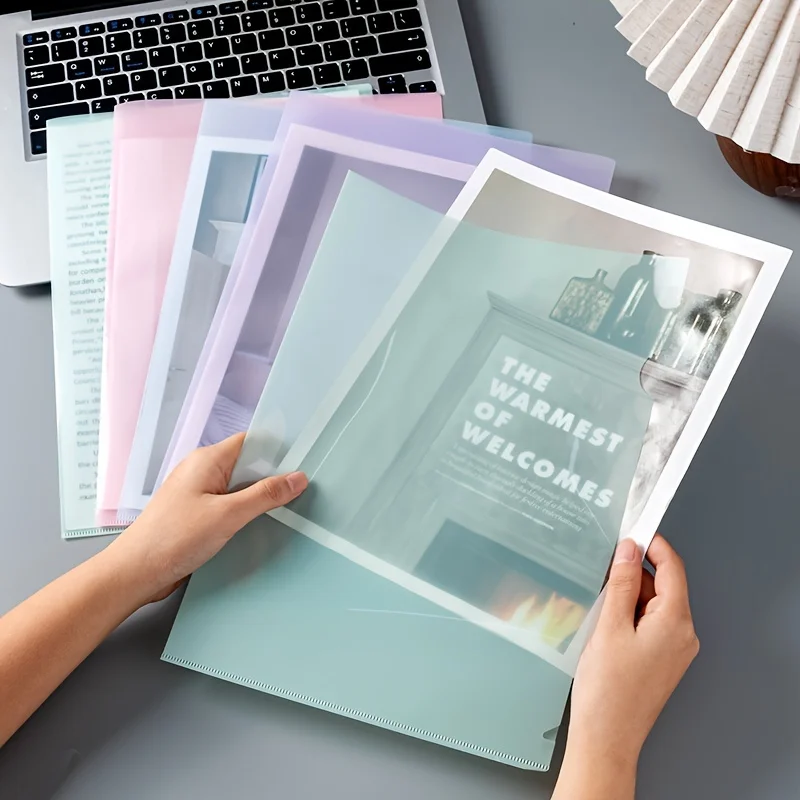 Morandi Color-Juego de archivos A4, carpeta de datos de una sola página en forma de L, inserto de rollo transparente, funda de clasificación, carpeta de almacenamiento, carpeta de reanudar