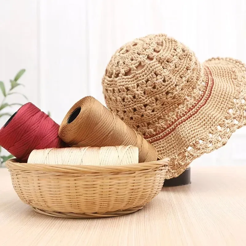 250g Mercerized Cotton and Linen Flat Thread/Handmade DIY Woven Hook Summer Cool Hat Hook Handbags Slippers Hollow Wool Thread