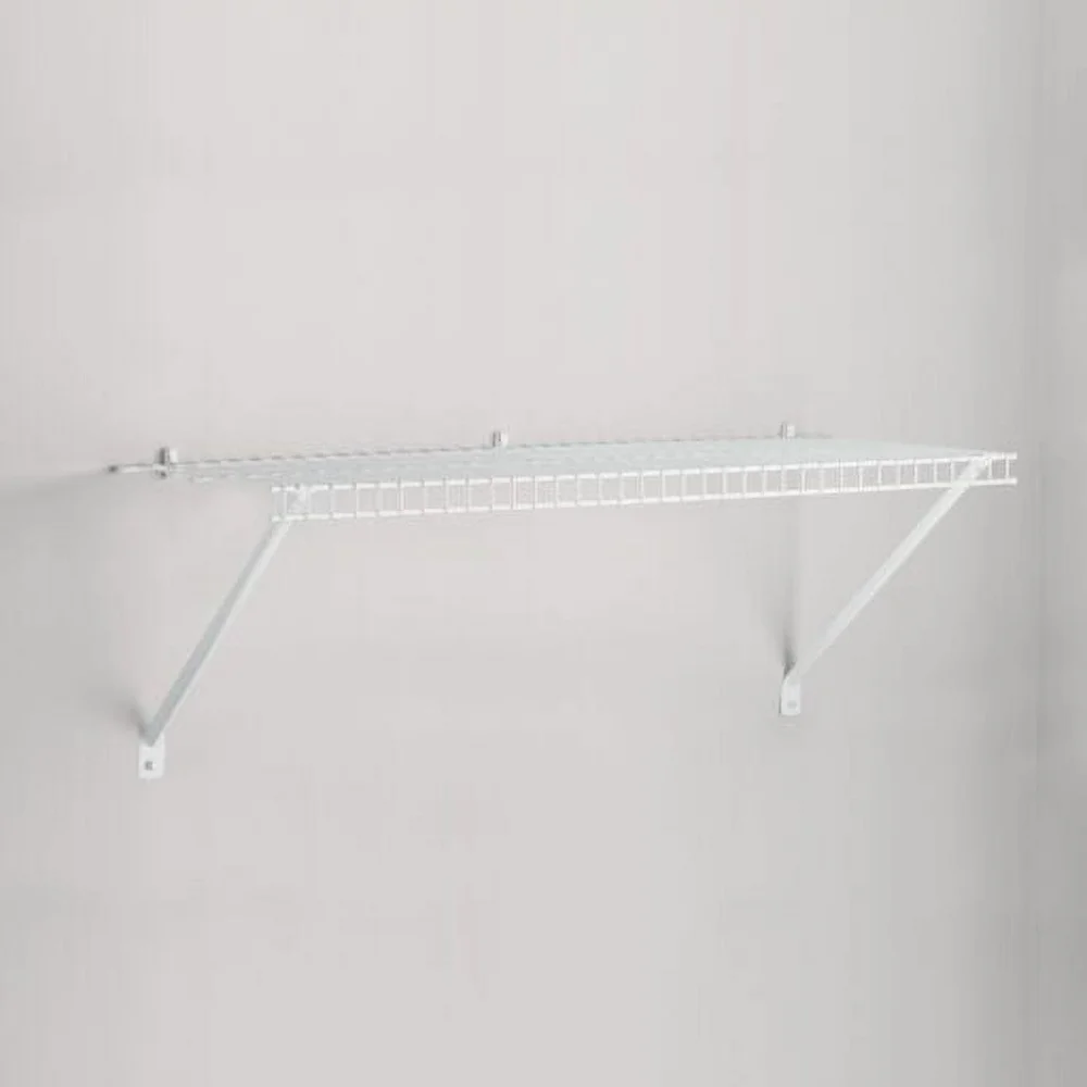 Freestanding Steel Storage Shelf Tight Mesh Design 30 lbs Capacity Durable White Ventilated Shelving Easy to Clean Indoor Use