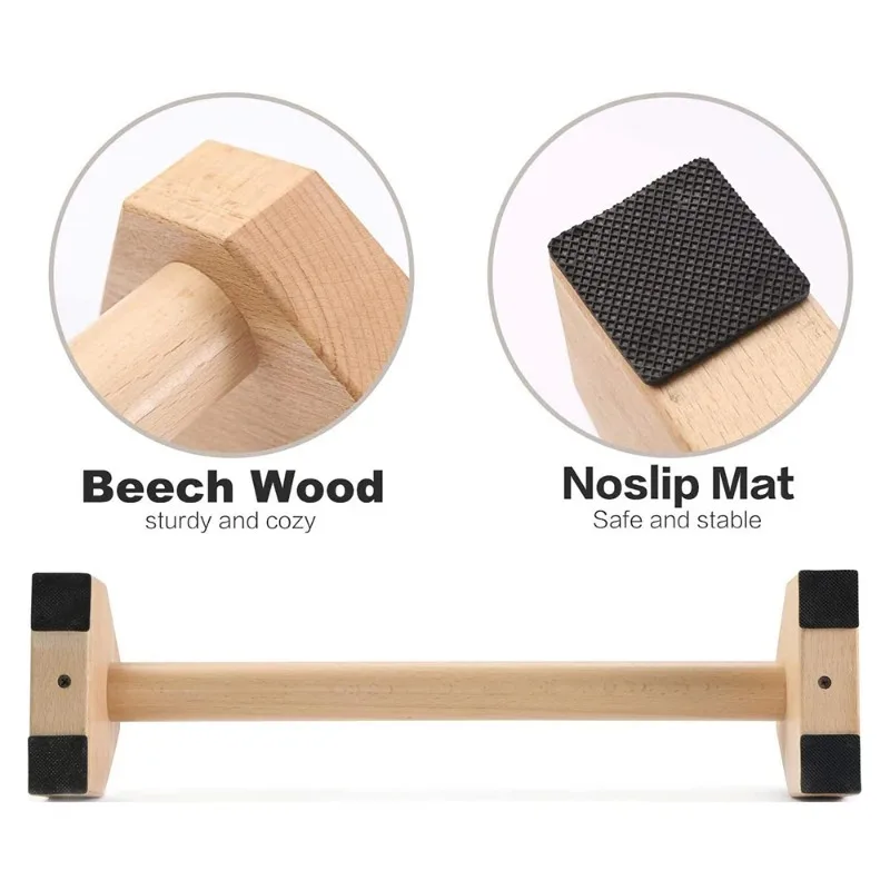 Push-up Stand Wood Pushup Bars Exercise Non-Slip Parallettes Handle Stands Calisthenics Fitness Equipment Home Strength Training