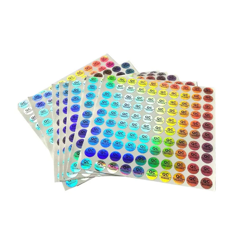 1000pcs Spot Supply QC PASSED Hologram PET Paper Label Product Certification Stickers