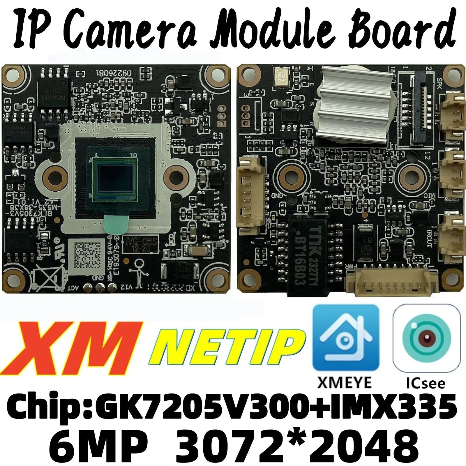 IMX335+GK7205V300 6MP 3072*2048 H.265 IP Camera Module Board Low illumination Onvif VMS XMEYE Human Face Detection P2P RTSP