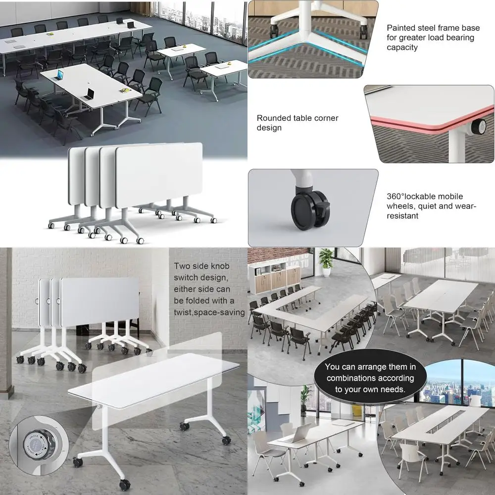 

Регулируемые по высоте мобильные учебные столы с водонепроницаемой поверхностью, идеально подходят для совещаний, семинаров и учебных классов (комплект из 4 штук, 47,2 дюйма)