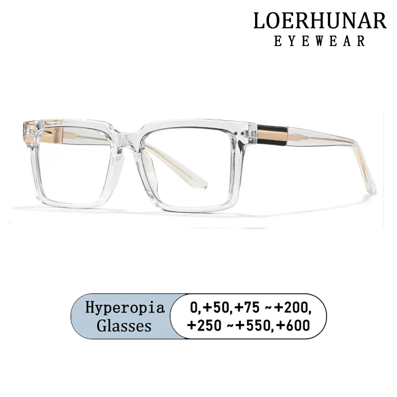 

Fashion Brand Design Oversized Square Frame Hyperopia Prescription Eyewear Photochromic Anti Blue Light Reading Glasses for Man
