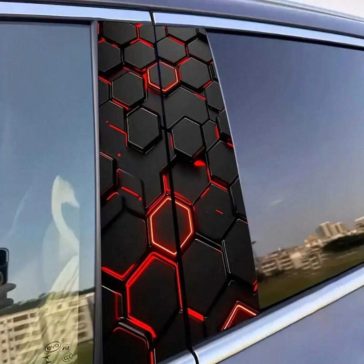 2-piece sci-fi theme car B-pillar stickers – durable vinyl material, easy to apply and waterproof, suitable for all car models