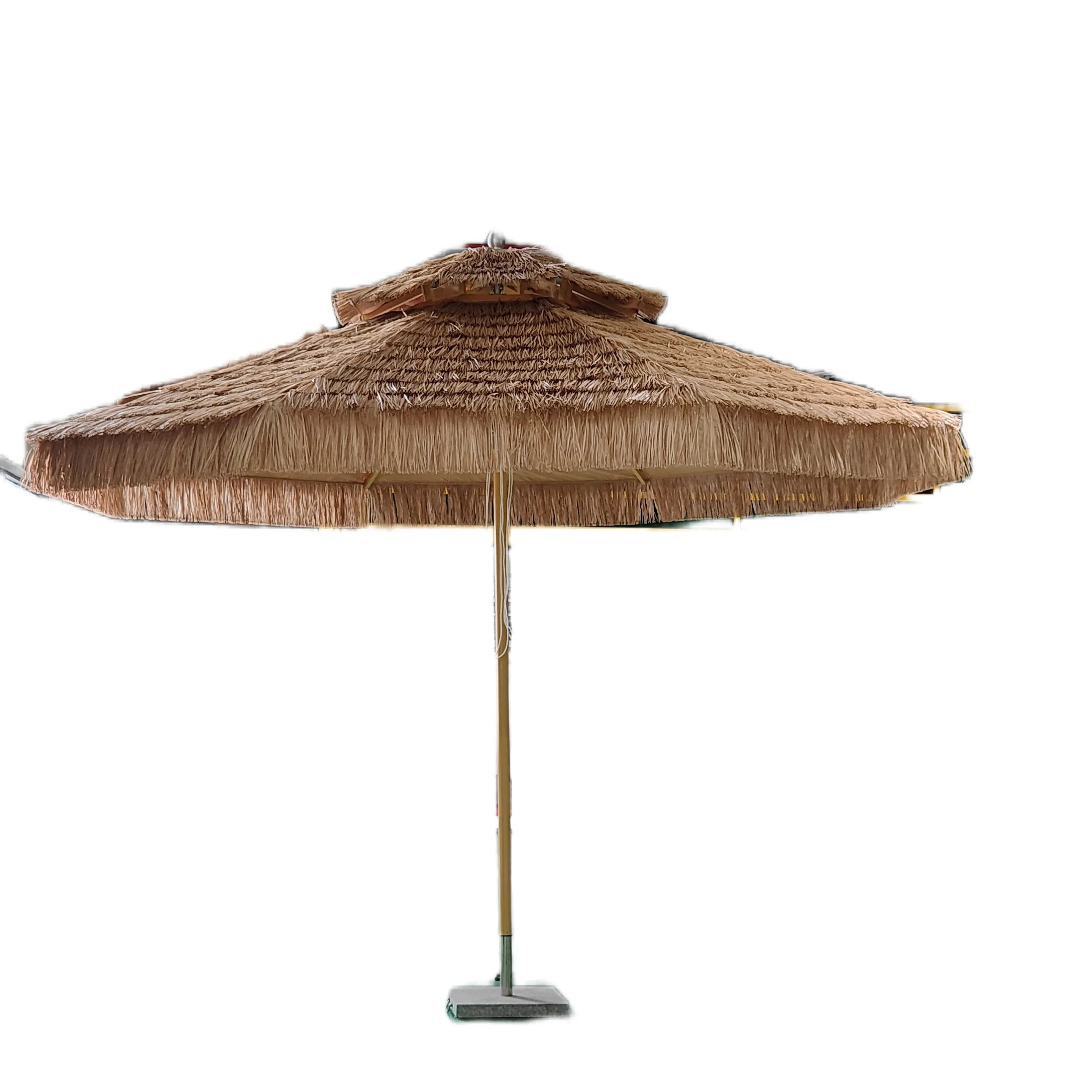 Garden Umbrella 2.5 Meter Two Layer Synthetic Thatch Roof Outdoor With Thatch Grass Beach Thatched Umbrella