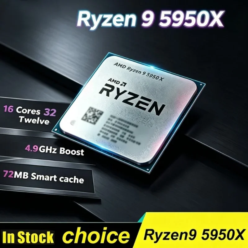 

Workstation & Gaming Loose Processor Ryzen 9 5950X AMD Zen3 Vermeer 5000 Series 16-Core 3.4GHz 105W AM4 Unit Minus Stock Cooler
