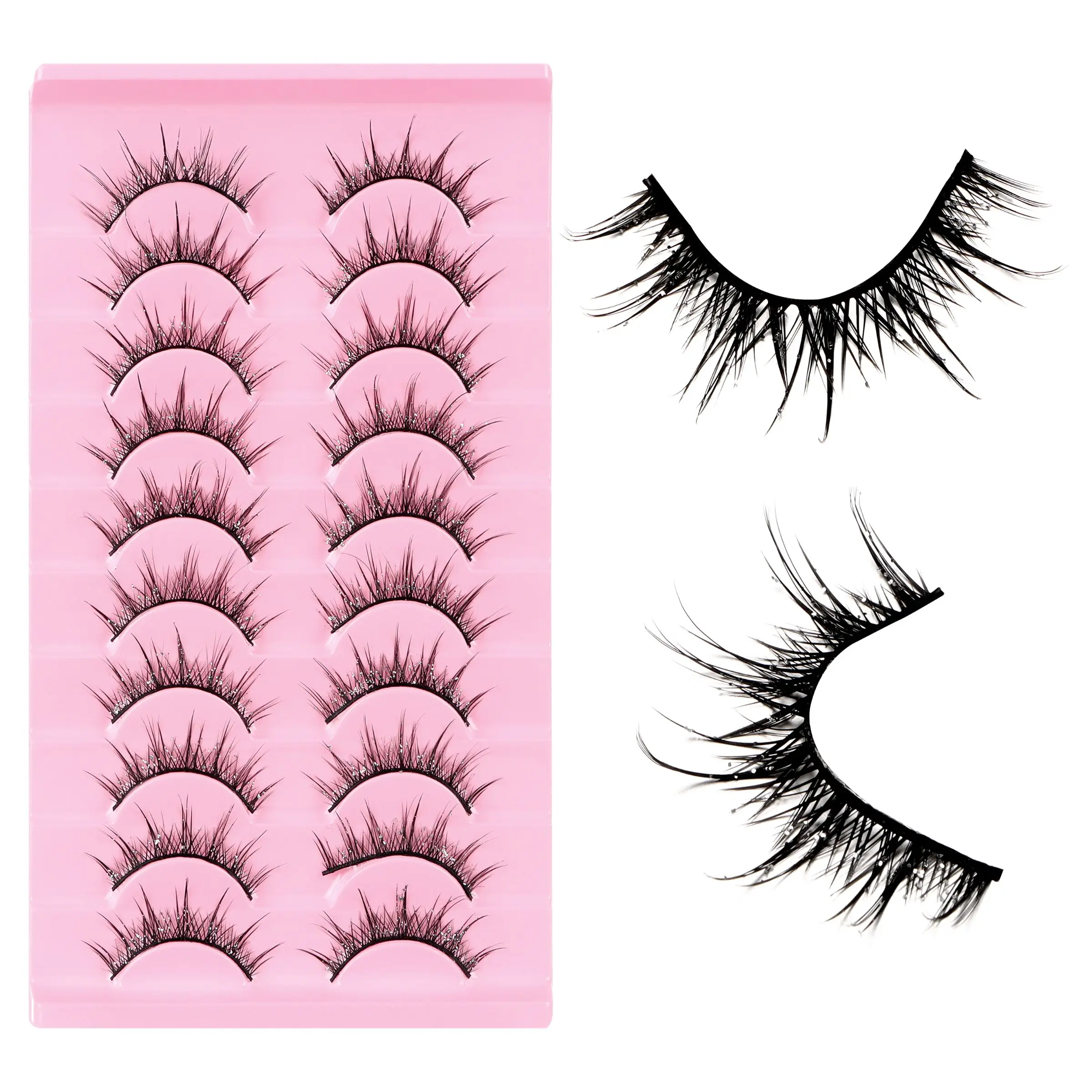 Wigy spiky Atomtima lash、フェアリークラスター、ウェットルックコスプレまつげ、偽のつけまつげ、10ペア