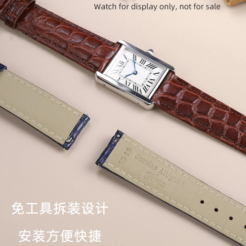 16mm 17 18 19 21 22mm Genuine Alligator strap for Cartier crocodile leather bracelet Ronde DRIVE Tank Clé de men women watchband