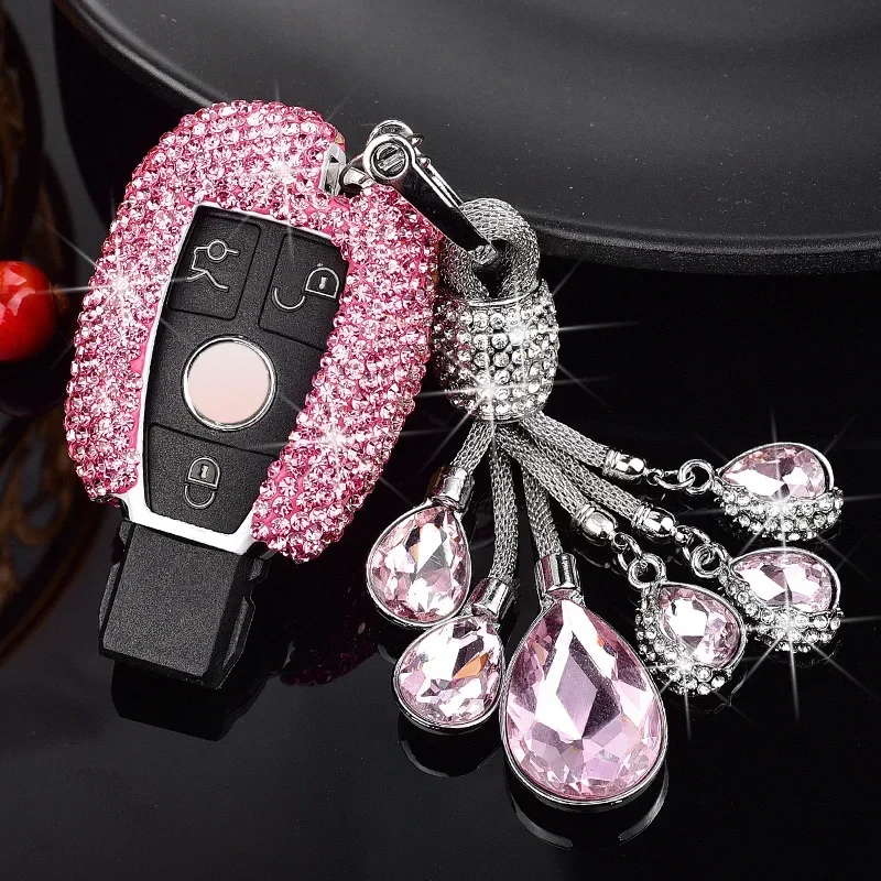 Fashion Women's Sparkling Diamond Car Key Cover For Mercedes Benz A B C E GL GLA GLK CLS Class W204 W205 W212 W463 W176 C180 C26