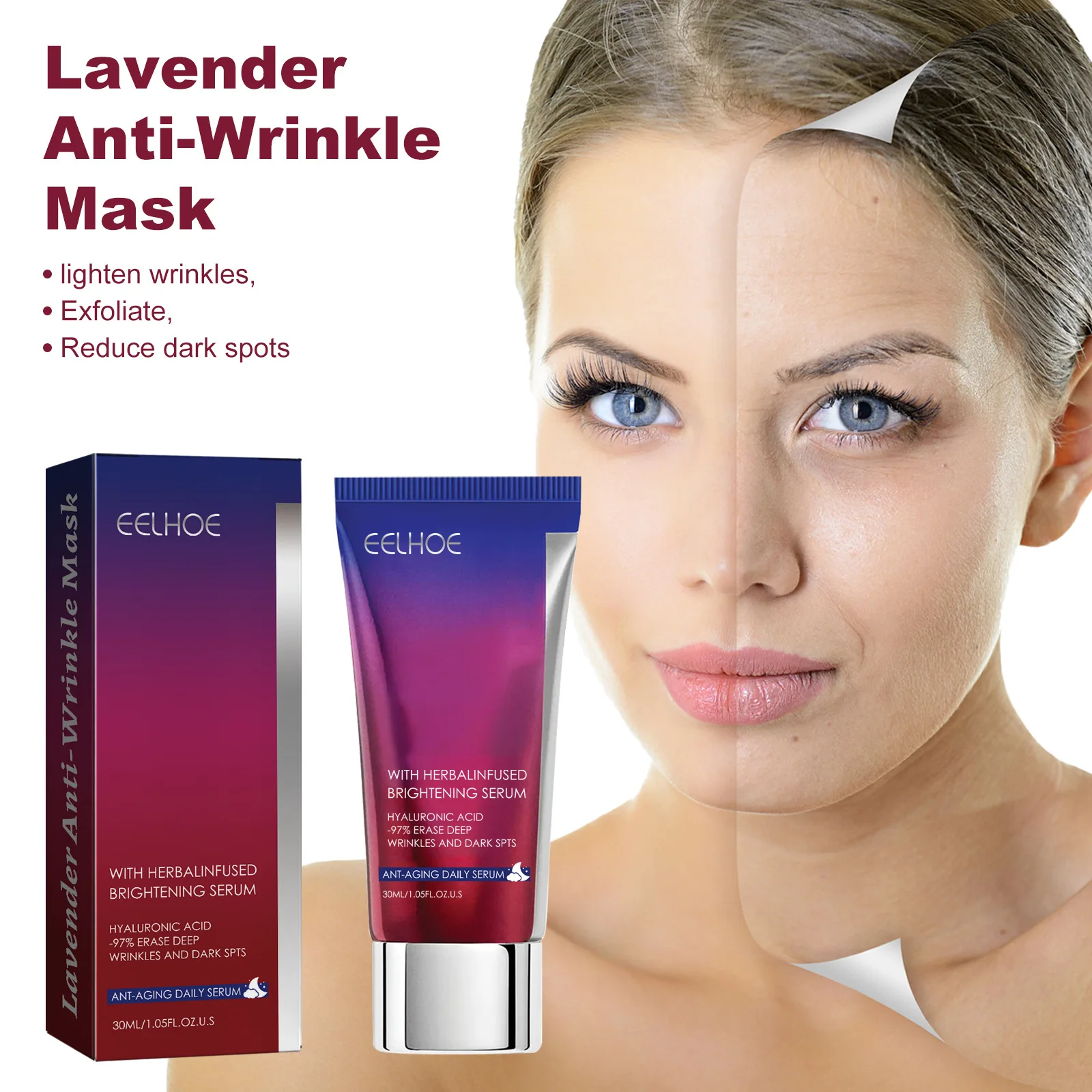

EELHOE Lavender Peel off Mask Anti Wrinkle Remover Aging Prevention Exfoliating Facial Lifting Care Anti-Oxidant Retinol Mask