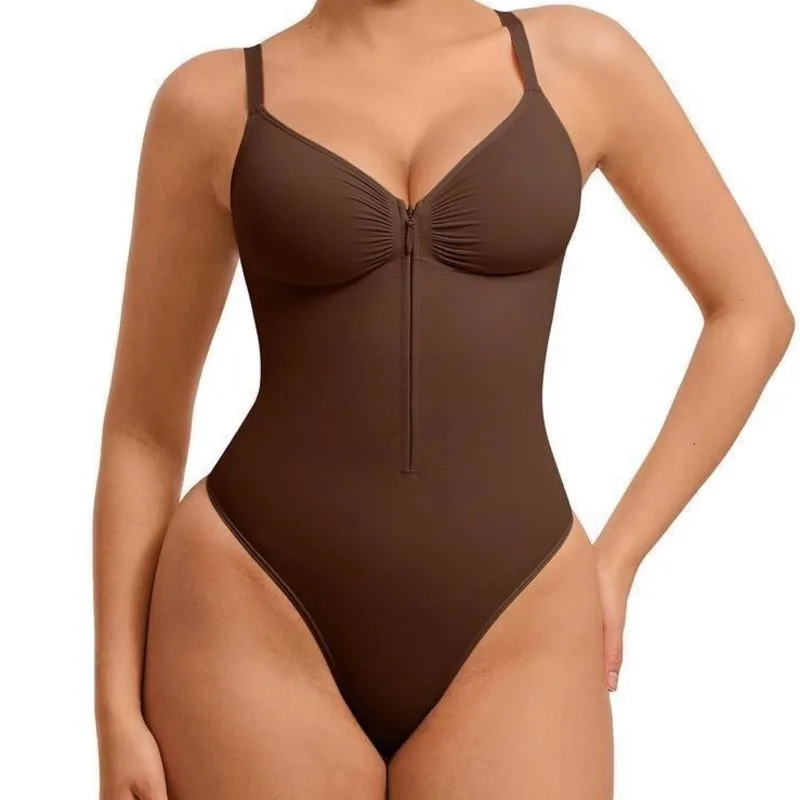 

Zipper One Piece Shapewear Women Summer Cinches Waist Lifts Hips Slim Fit High Elasticity Tight Sexy Sports Yoga Fitting Clothes