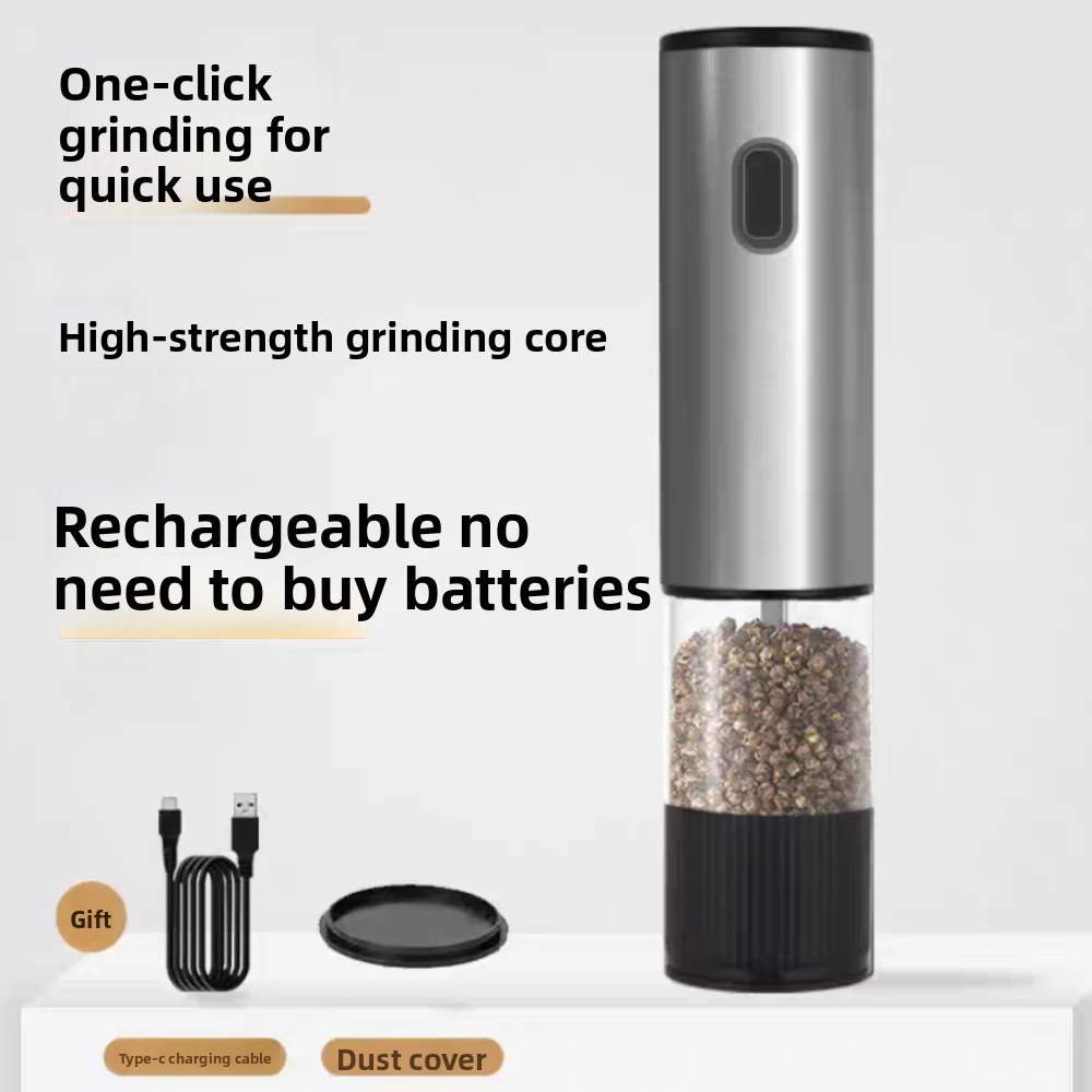 Adjustable Coarseness Electric Salt Grinder Ceramic Core One Click Start Automatic Spices Grinder Large Capacity