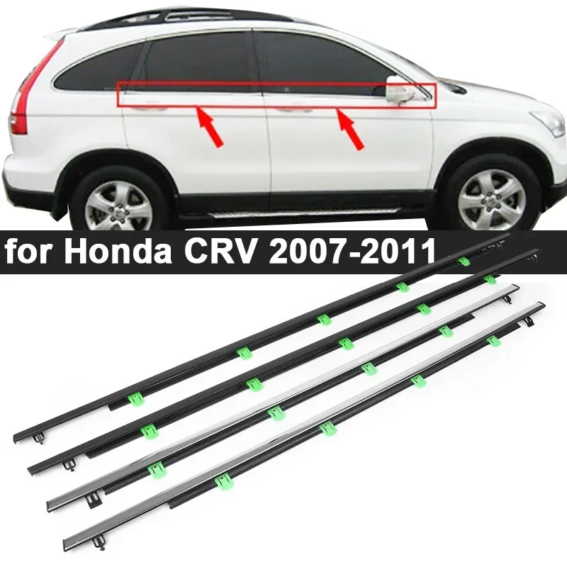 

Car Side Window Weatherstrips Silver Plated Side Door Window Sealing Strip Weather Strip Moulding Trim For Honda CRV 2007-2011