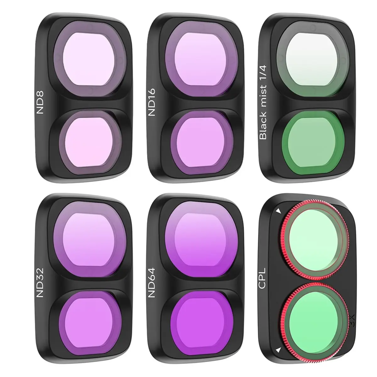 A72U  Lens Filter Kit for Pocket 4P Adjustable CPL+ND8+ND16+ND32+ND64+1/4 Black Soft Filter Camera Natural Filter