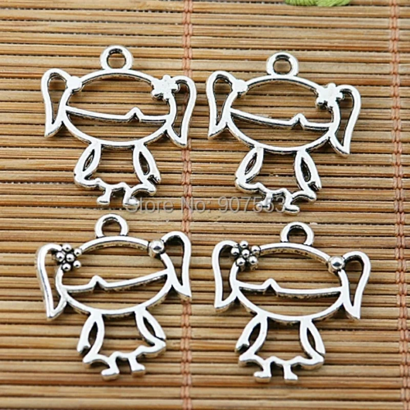 

20pcs 24*22mm Tibetan Silver Beautiful Little Girl Charms EF2043 Charms for Jewelry Making